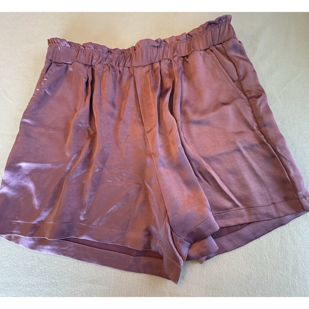 Melissa Nepton Lauren Shorts Womens Large Mauve Satin Relaxed Casual Lounge